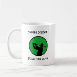 Tillbakadraget Golf Player Swinging in i Pension Kaffemugg