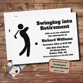 Tillbakadraget Golf Player Swinging in i Pension-m Inbjudningar