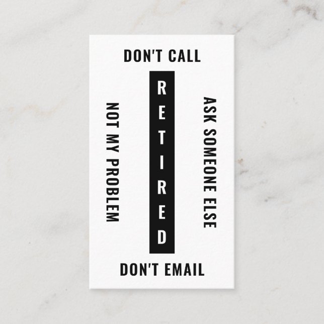 Tillbakadraget, inte mitt problem, Pension Lodrät Visitkort (Framsida)