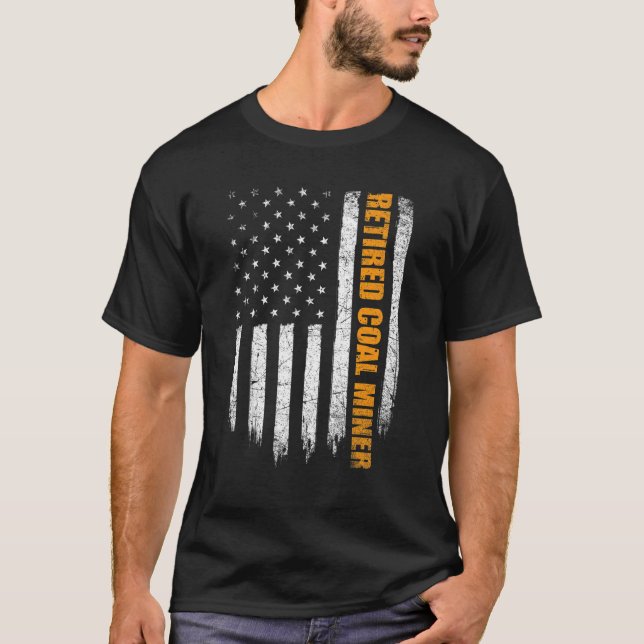 Tillbakadraget kol Miner - USA American Flagga Und T Shirt (Framsida)