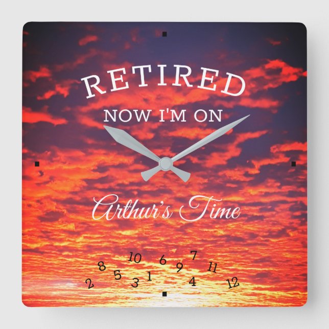 Tillbakadraget nu på din Orange Soluppgång Pension Fyrkantig Klocka (Framsida)