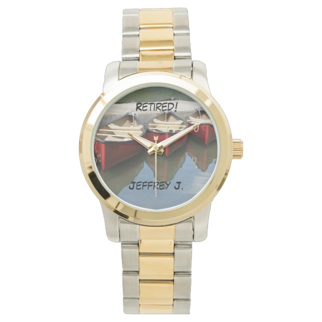 Tillbakadraget! Wrist Watch 3 Red Canoes, två tonb Armbandsur (Framsida)