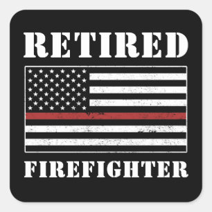 Tillbakadragna Firefighter Thin Red Line Pension-g Fyrkantigt Klistermärke