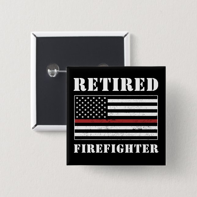 Tillbakadragna Firefighter Thin Red Line Pension-g Knapp (Framsida & baksida)