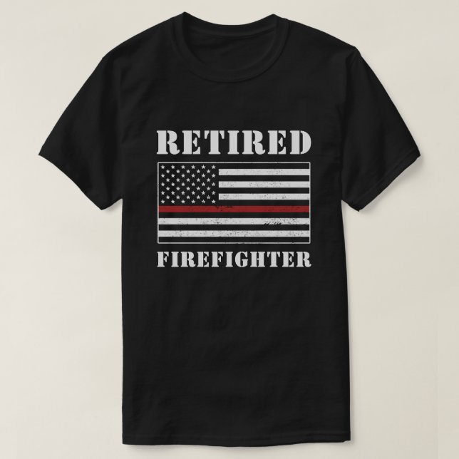 Tillbakadragna Firefighter Thin Red Line Pension-g T Shirt (Design framsida)