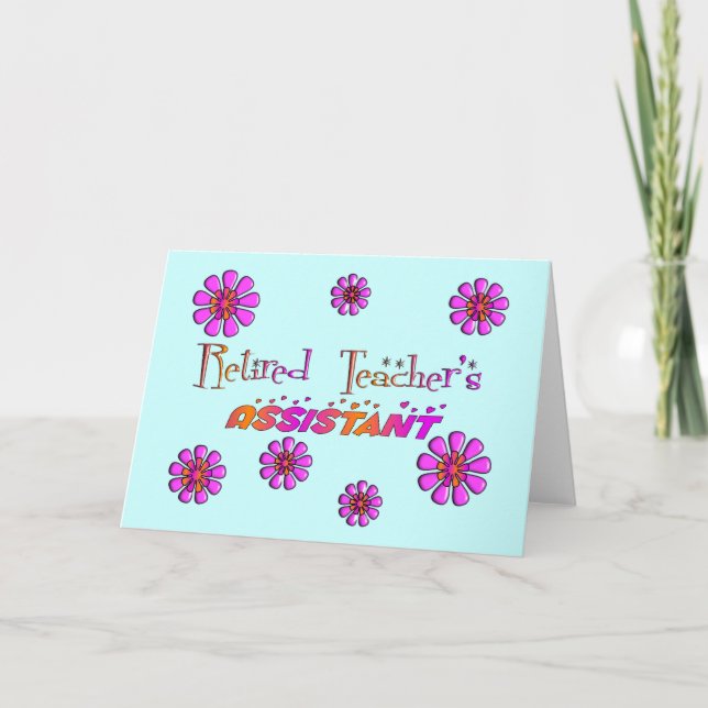 Tillbakadragna lärare Assistant Retro Flowers Kort (Framsida)