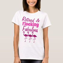 Tillbakadrängd Flockande Flamslande rosa flamingo T Shirt