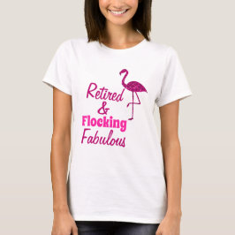 Tillbakadrängd Flockande Flamslande rosa flamingo T Shirt