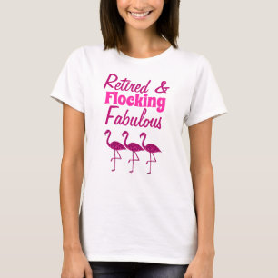 Tillbakadrängd Flockande Flamslande rosa flamingo T Shirt