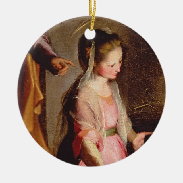 Tillbedjan av barnet, 1597 julgransprydnad keramik (Framsidan)