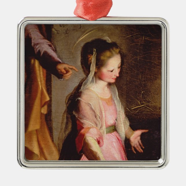 Tillbedjan av barnet, 1597 julgransprydnad metall (Framsidan)