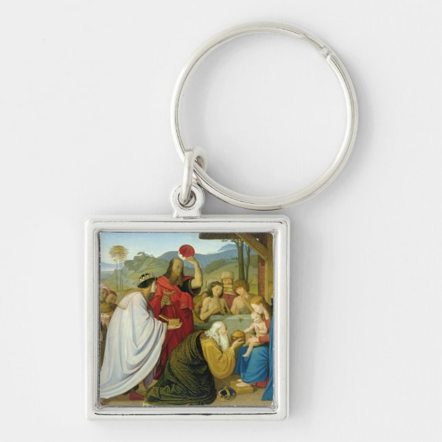 Tillbedjan av kungarna, 1813 fyrkantig silverfärgad nyckelring (Framsidan)