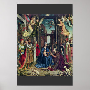 Tillbedjan av kungarna vid Jan Gossaert (bäst Q Poster