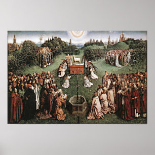 Tillbedjan av lamben Jan skåpbil Eyck 1429 Poster