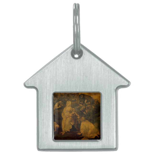 Tillbedjan av magina av Leonardo Da Vinci ID-bricka Husdjur (Framsidan)