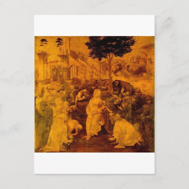 Tillbedjan av magina av Leonardo Da Vinci Vykort (Framsida)