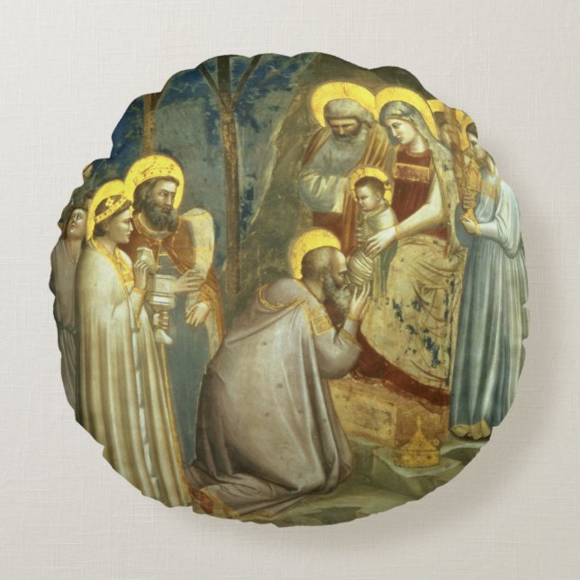 Tillbedjan av magina, c.1305 rund kudde (Framsidan)