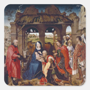 Tillbedjan av magina, c.1455 fyrkantigt klistermärke