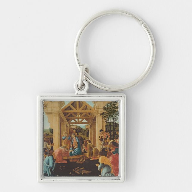 Tillbedjan av magina, c.1478-82 fyrkantig silverfärgad nyckelring (Framsidan)