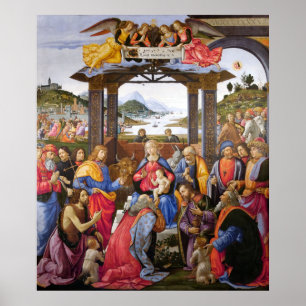 Tillbedjan av magina - Domenico Ghirlandaio Poster