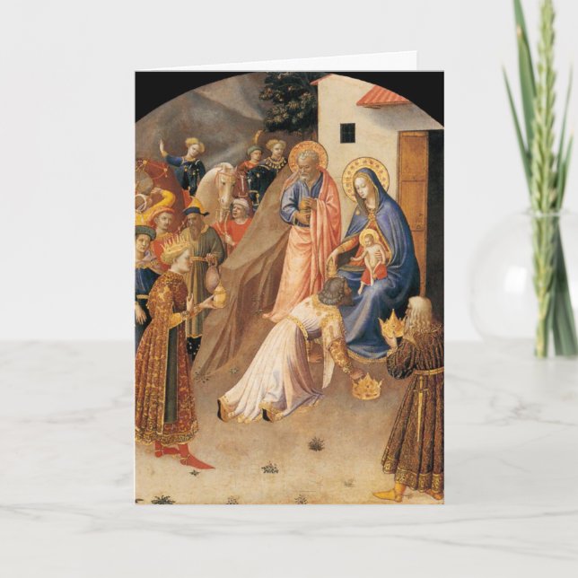 Tillbedjan av magina vid Fra Angelico 1423 Helgkort (Framsida)