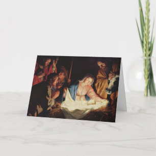 Tillbedjan av shepherdset av Gerard skåpbil Helgkort