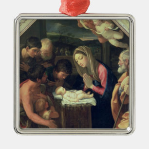 Tillbedjan av shepherdset, c.1640-42 julgransprydnad metall