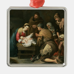 Tillbedjan av shepherdset, c.1650 julgransprydnad metall