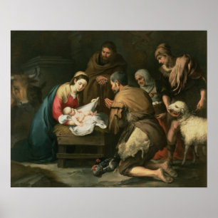Tillbedjan av shepherdset, c.1650 poster
