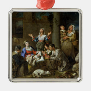 Tillbedjan av shepherdset, c.1659 julgransprydnad metall