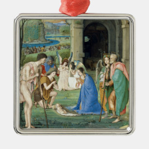 Tillbedjan av shepherdset, circa 1500 julgransprydnad metall