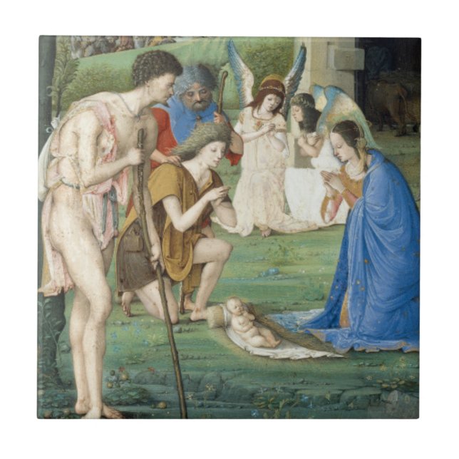 Tillbedjan av shepherdset, circa 1500 kakelplatta (Framsidan)
