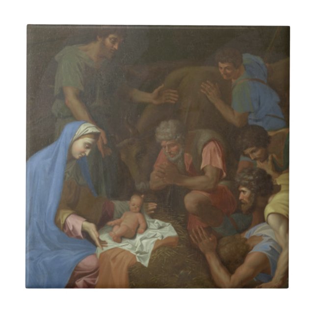 Tillbedjan av shepherdset circa 1653 kakelplatta (Framsidan)