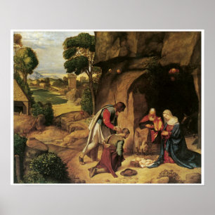 Tillbedjan av shepherdset, Giorgione Poster