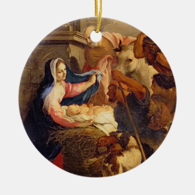Tillbedjan av shepherdset julgransprydnad keramik (Framsidan)