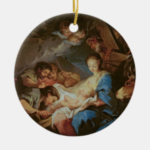 Tillbedjan av shepherdset (olja på kanfas) 2 julgransprydnad keramik