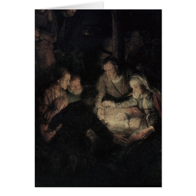 Tillbedjan av shepherdset, specificerar, 1646 hälsningskort (Framsidan)