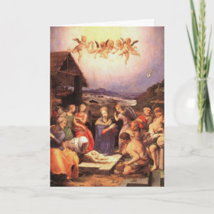 Tillbedjan av shepherdset vid Bronzino Helgkort