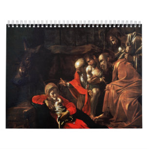 Tillbedjan av shepherdset vid Caravaggio (1609) Kalender