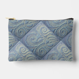 Tillbehör för liten, Zipped Blue Brocade Pouch