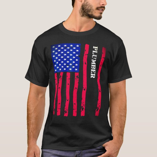 Tillbehör till coola Plumber Sak Saker USA flagga T Shirt (Framsida)