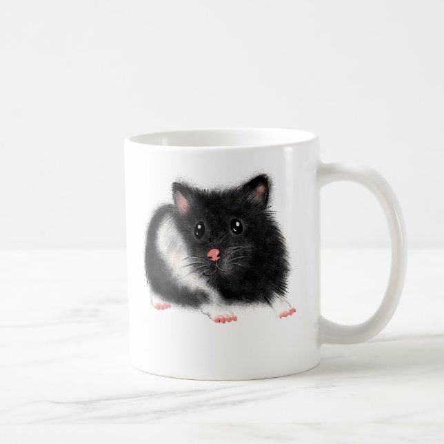Tillbehör till Cute Black white Syrian hamster-pre Kaffemugg (Höger)