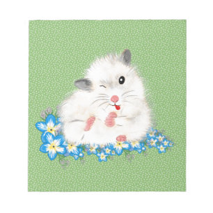 Tillbehör till Cute white Syrian hamster, grönt po Anteckningsblock
