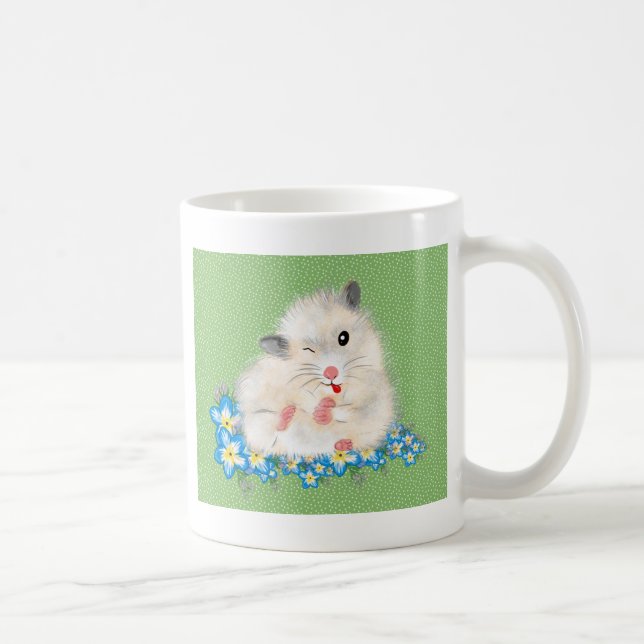 Tillbehör till Cute white Syrian hamster, grönt po Kaffemugg (Höger)