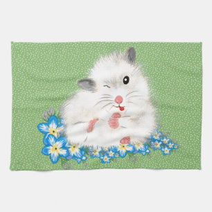Tillbehör till Cute white Syrian hamster, grönt po Kökshandduk