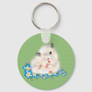 Tillbehör till Cute white Syrian hamster, grönt po Nyckelring