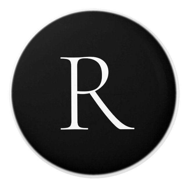 Tillbehör till elegant Black White Monogram-skåp Knopp (Framsidan)
