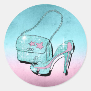 Tillbehör till glitter och Shine-varor - Rosa-ID67 Runt Klistermärke