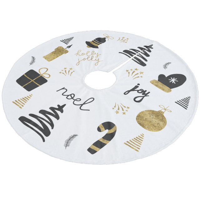 Tillbehör till guld svarta Julgran Julgransmatta Fleece (Vinklad)