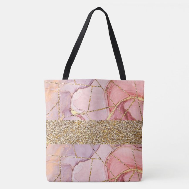 Tillbehör till rosa Glitter Shopping bag Tygkasse (Framsida)